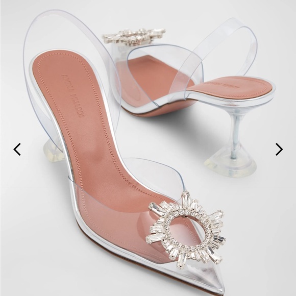Amina Muaddi Transparent and Silver Embellished Heels - Picture 6 of 12